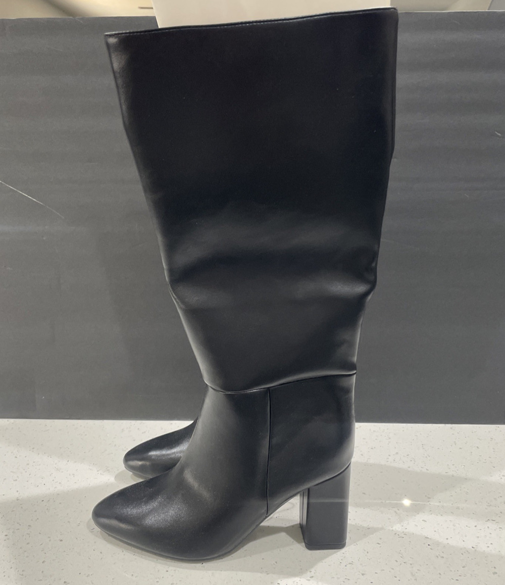 Under Knee Heeled Boots "Evangeline" Sz 8 WIDE CALF Black NWT - A New Day